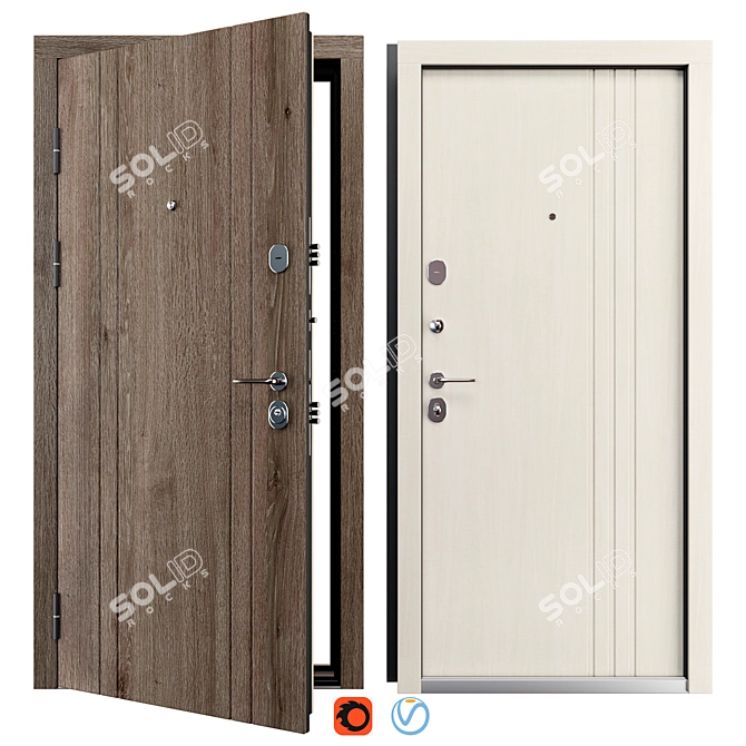 Double Lock Metal Door Hanover 3D model image 1