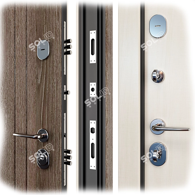 Double Lock Metal Door Hanover 3D model image 2