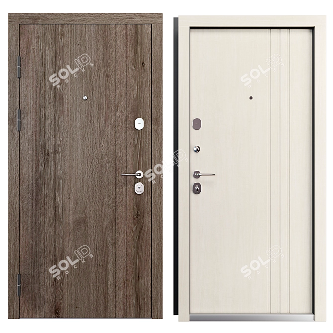 Double Lock Metal Door Hanover 3D model image 3