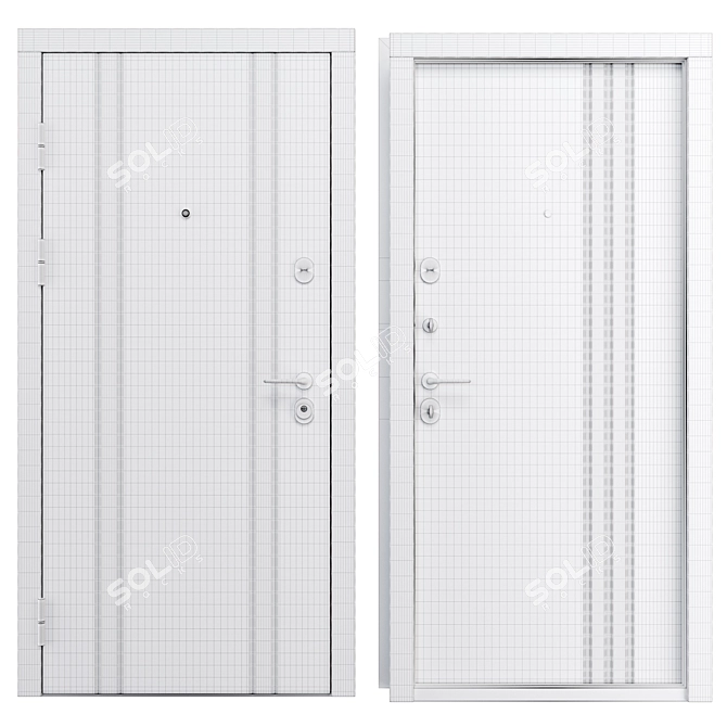 Double Lock Metal Door Hanover 3D model image 4