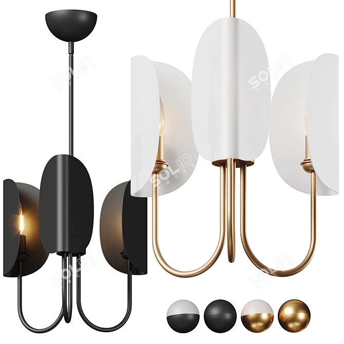 Organic Origami Style Chandelier 3D model image 1