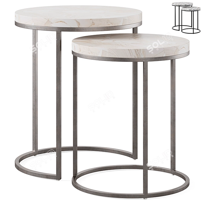 Sleek Argento Arielle Nesting Tables 3D model image 1