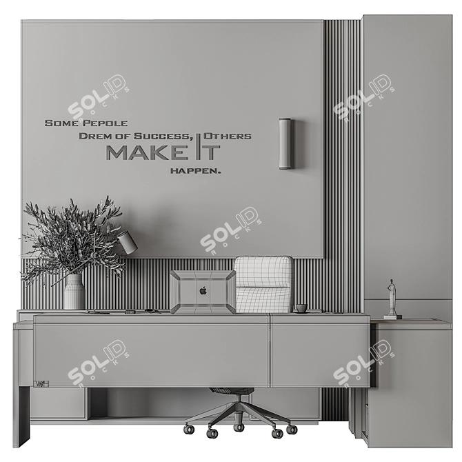 Executive Boss Desk - Classic Office Furniture 3D model image 4