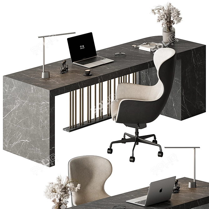 Executive Office Desk - Modern Design 3D model image 2