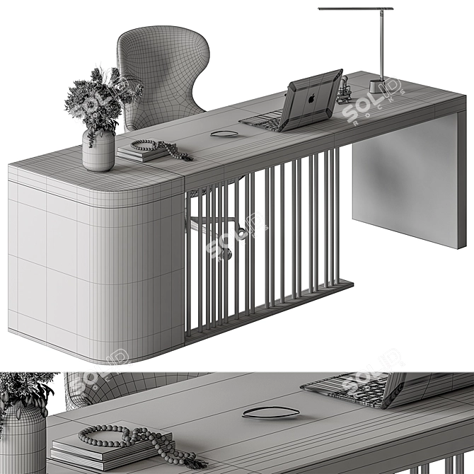 Executive Office Desk - Modern Design 3D model image 5