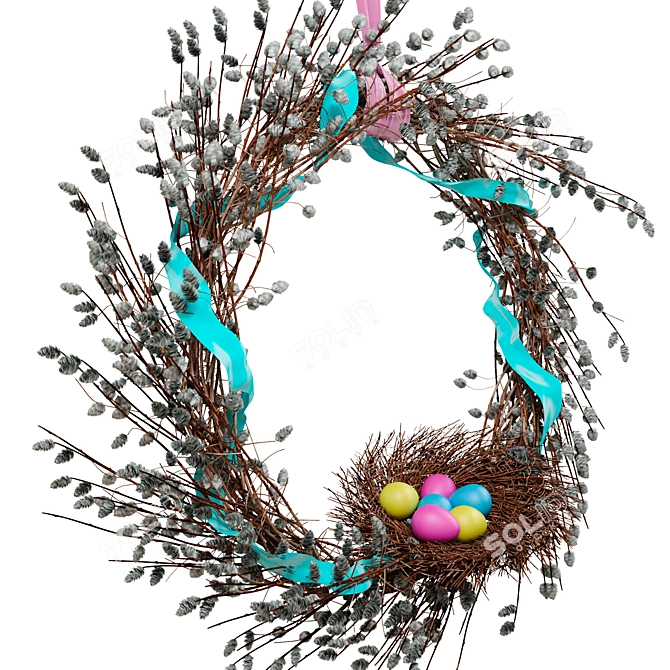 Wicker Willow Nest Wreath 3D model image 3