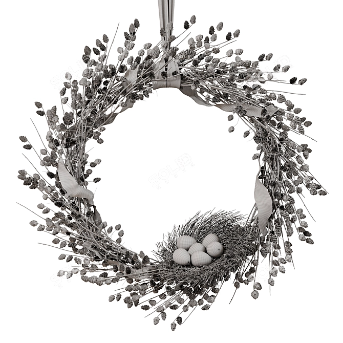 Wicker Willow Nest Wreath 3D model image 4