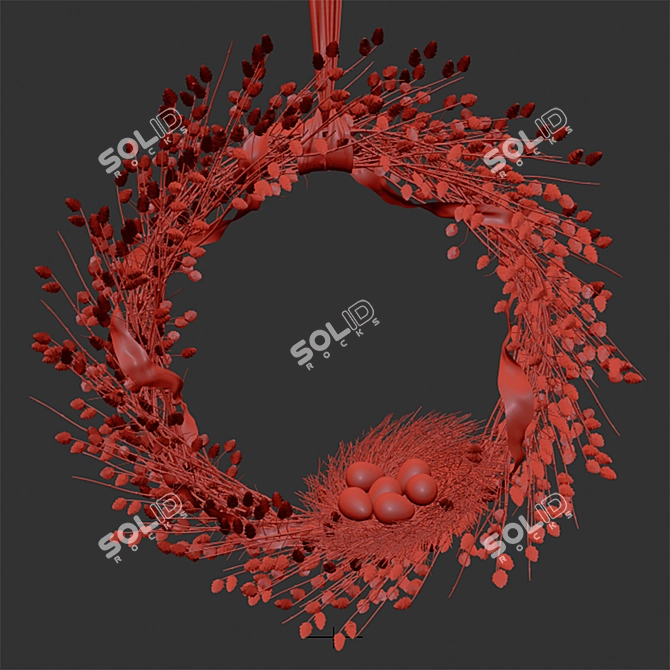 Wicker Willow Nest Wreath 3D model image 5