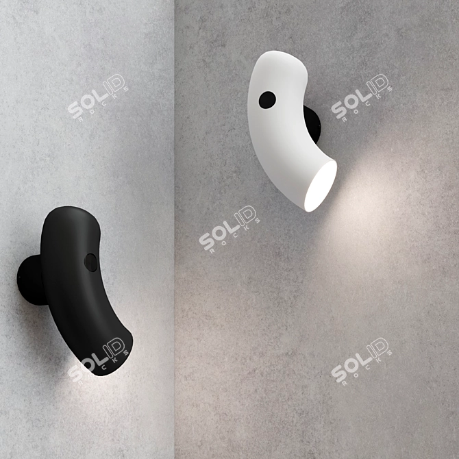 Hyphen LED Porcelain Wall Lamp 3D model image 2