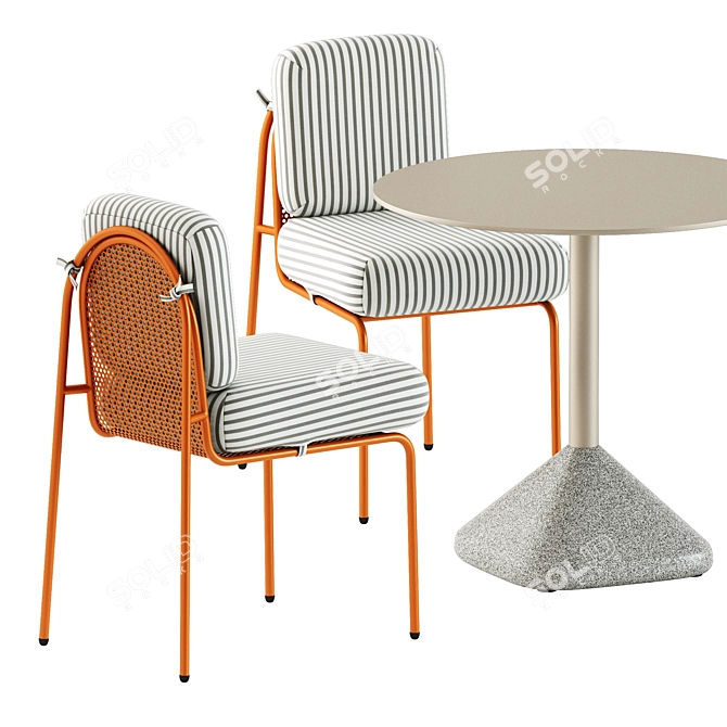 Contemporary Riviera Chair and Concrete 855 Table 3D model image 2