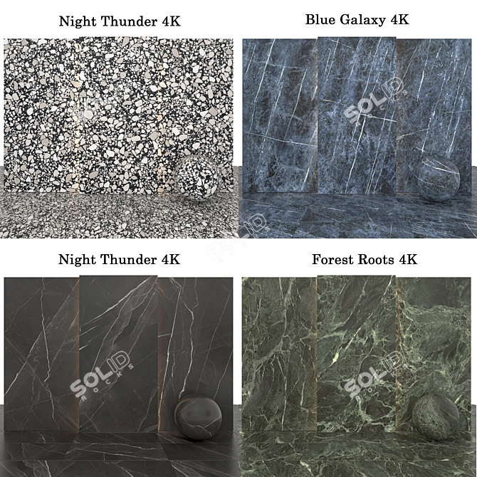 Glossy Marble Texture Collection 3D model image 2