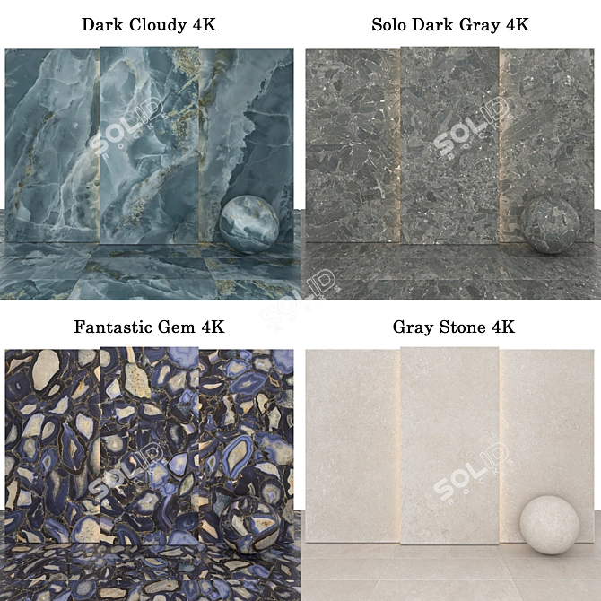 Glossy Marble Texture Collection 3D model image 3