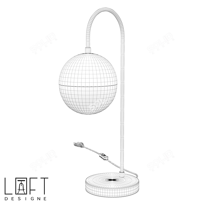 Vintage Metal Glass Table Lamp 3D model image 2