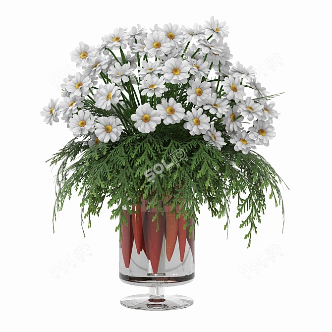 Chamomile & Carrot Bouquet 3D model image 1