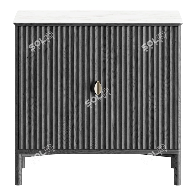 Elegant Olive Reeded Cabinet 3D model image 3