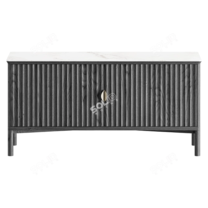 Sleek Olive Reeded Sideboard 3D model image 2