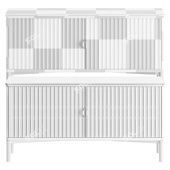 Sleek Olive Reeded Sideboard 3D model image 3