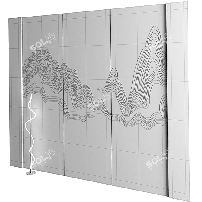 Wave 3 Decorative Panel 3D model image 5