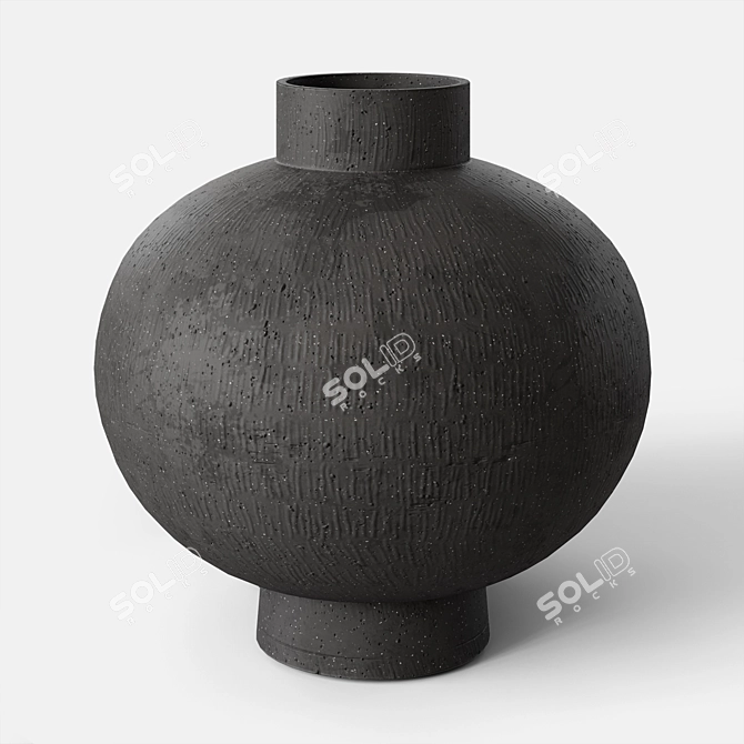 Textured Clay Vases Set 3D model image 8