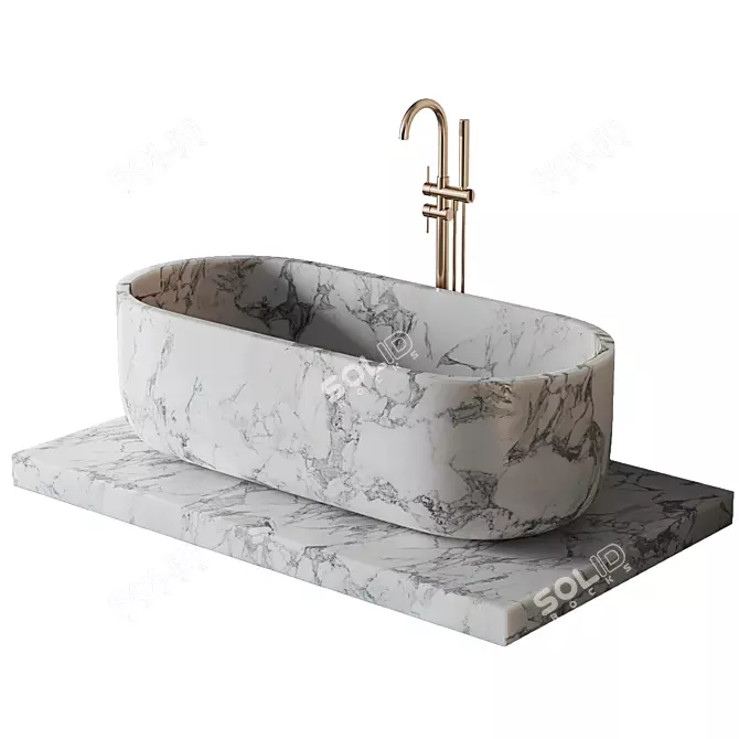 Luxury Marble Freestanding Bath Set 3D model image 3