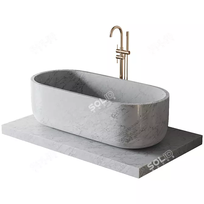 Luxury Marble Freestanding Bath Set 3D model image 4