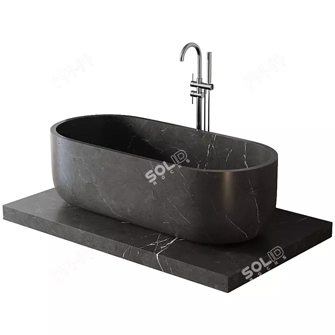 Luxury Marble Freestanding Bath Set 3D model image 5