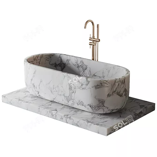 Luxury Marble Freestanding Bath Set 3D model image 7