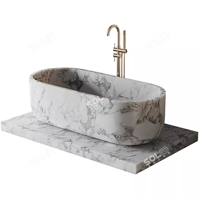 Luxury Marble Freestanding Bath Set 3D model image 11