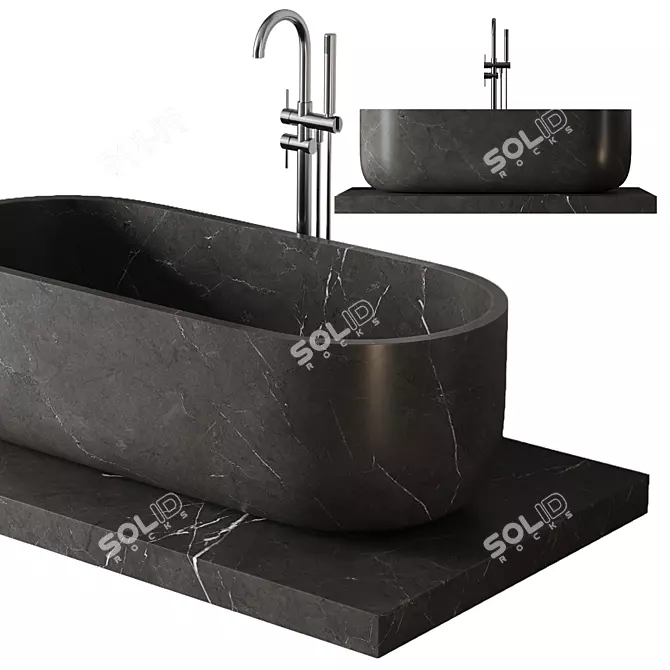 Luxury Marble Freestanding Bath Set 3D model image 18