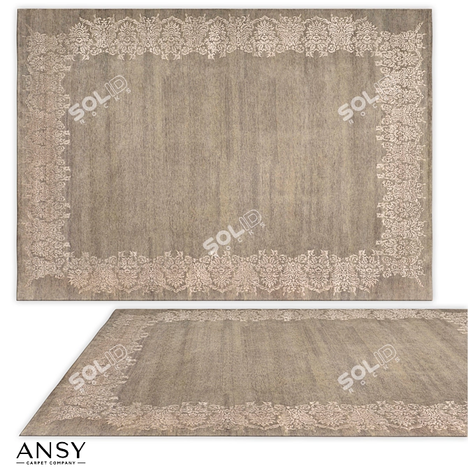 Handmade Damask Frame Carpet 3D model image 1