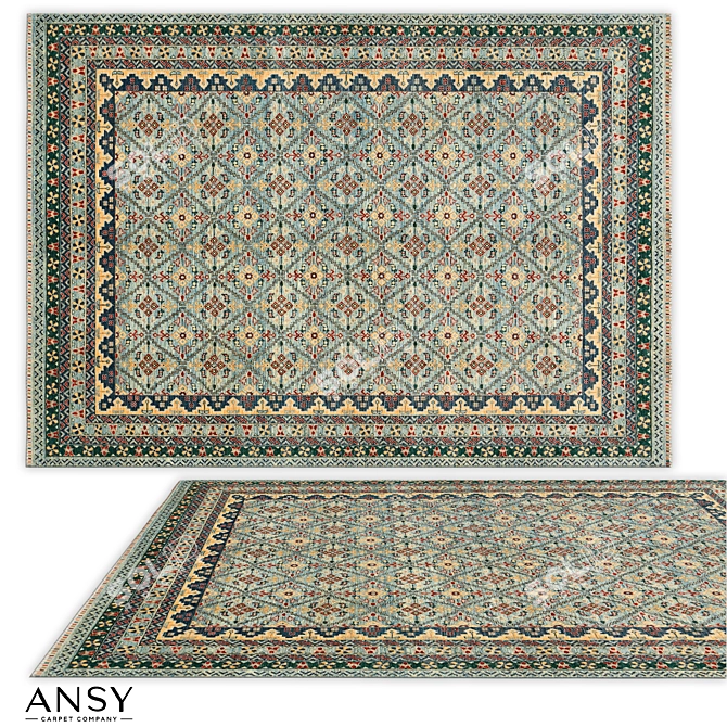 Handmade Oriental Ziegler Rug 3D model image 1