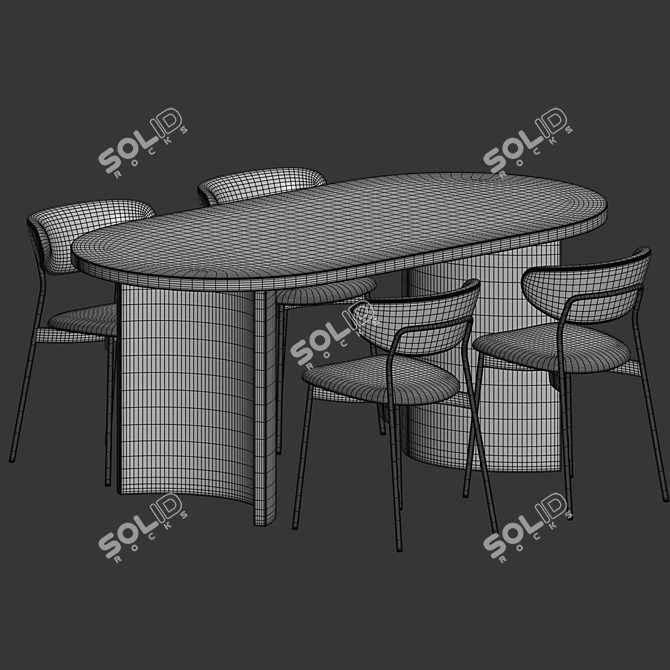 Scandinavian Dining Set 48 3D model image 3