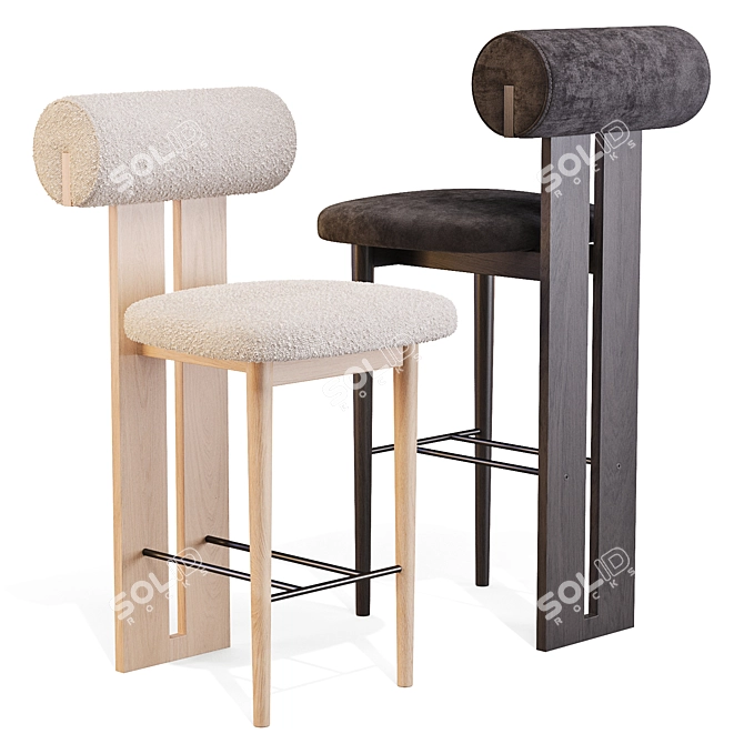 Hippo Bar Stool: Danish Design 3D model image 1