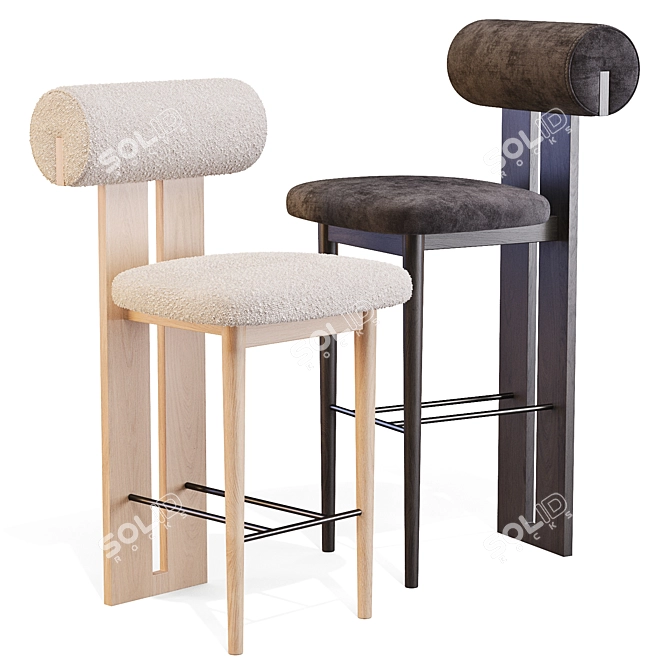 Hippo Bar Stool: Danish Design 3D model image 2