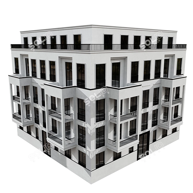 Modular Residential Building Model 3D model image 6