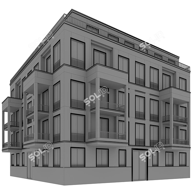 Modular Residential Building Model 3D model image 7