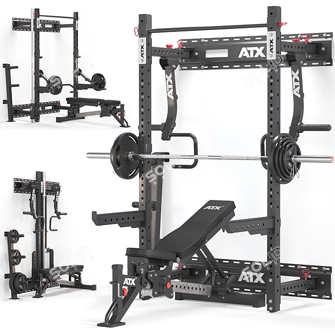 ATX Fold Back Half Rack 3D model image 3