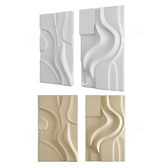 Modern Sculptural Wall Art Set 3D model image 4