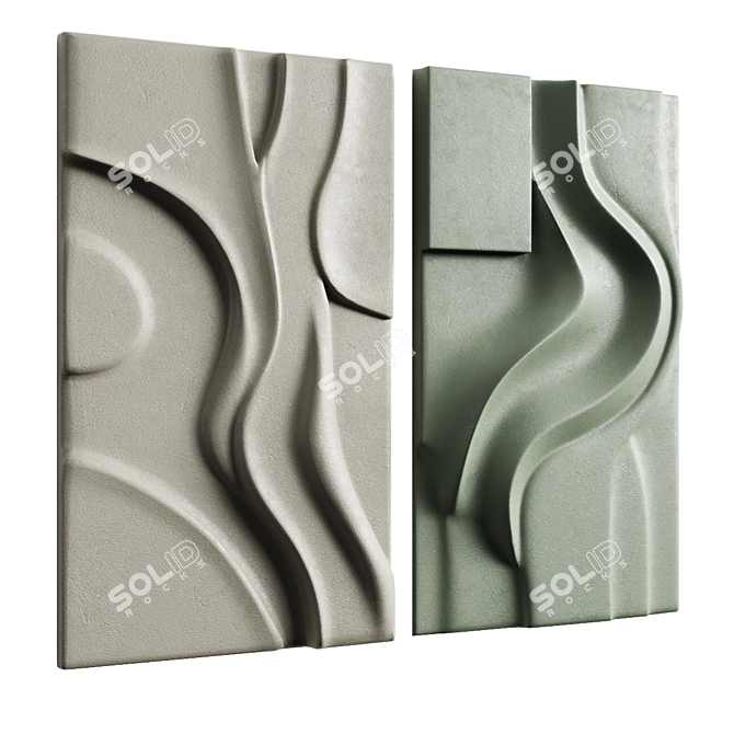 Modern Sculptural Wall Art Set 3D model image 9