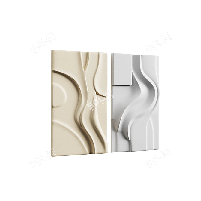 Modern Sculptural Wall Art Set 3D model image 11