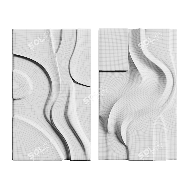 Modern Sculptural Wall Art Set 3D model image 13