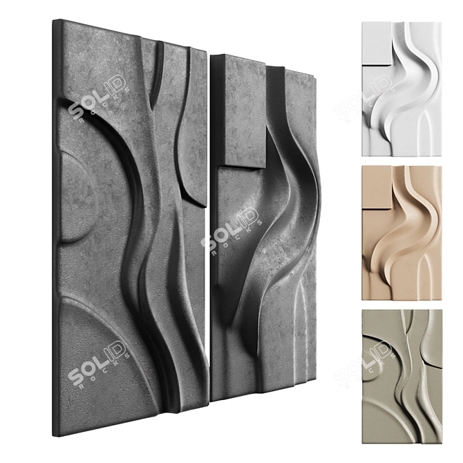 Modern Sculptural Wall Art Set 3D model image 16