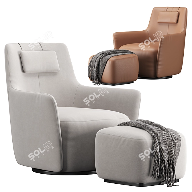 Modern Design Alexander Armchair: 3D Model 3D model image 1