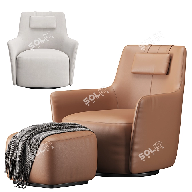 Modern Design Alexander Armchair: 3D Model 3D model image 2