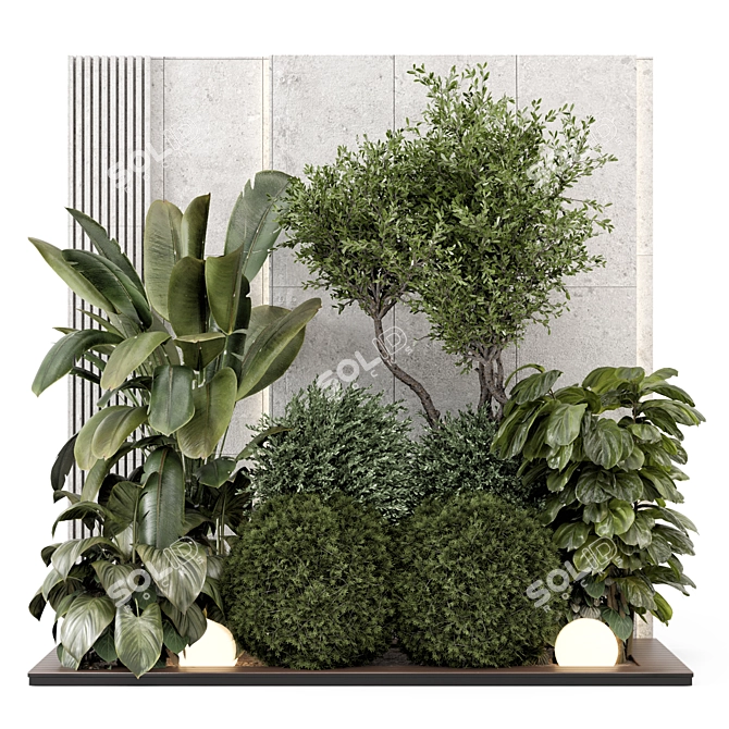 Concrete Base Vertical Garden Set 3D model image 1