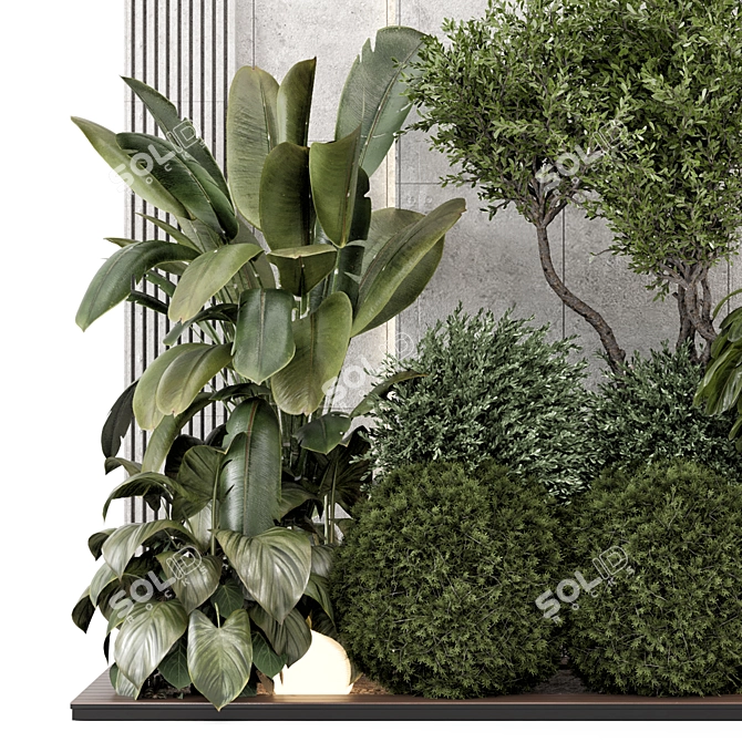 Concrete Base Vertical Garden Set 3D model image 2