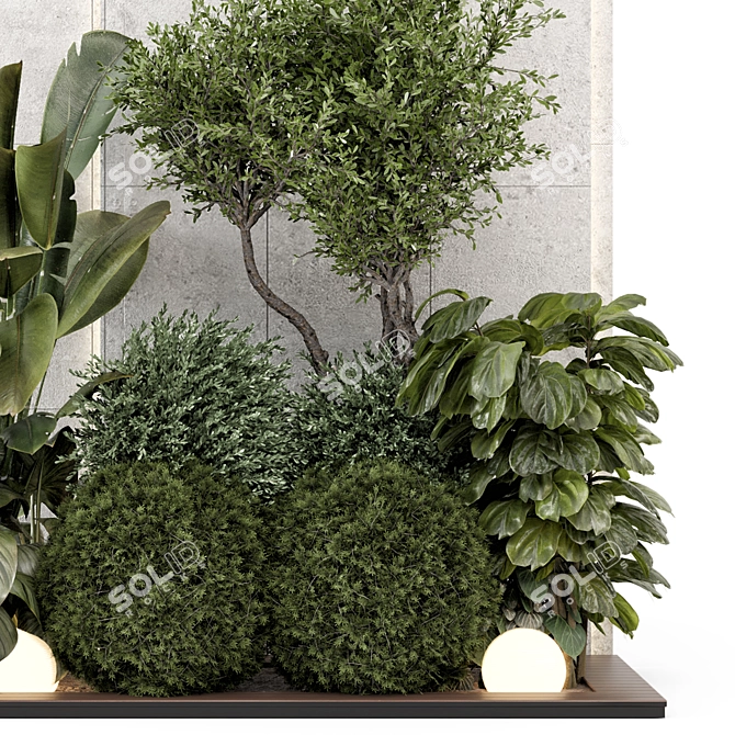 Concrete Base Vertical Garden Set 3D model image 3