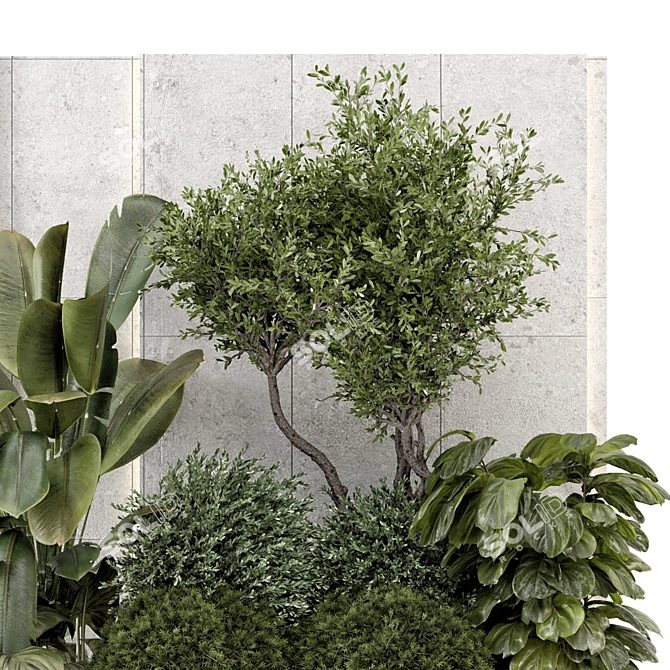 Concrete Base Vertical Garden Set 3D model image 4