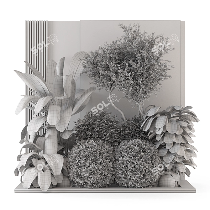 Concrete Base Vertical Garden Set 3D model image 6