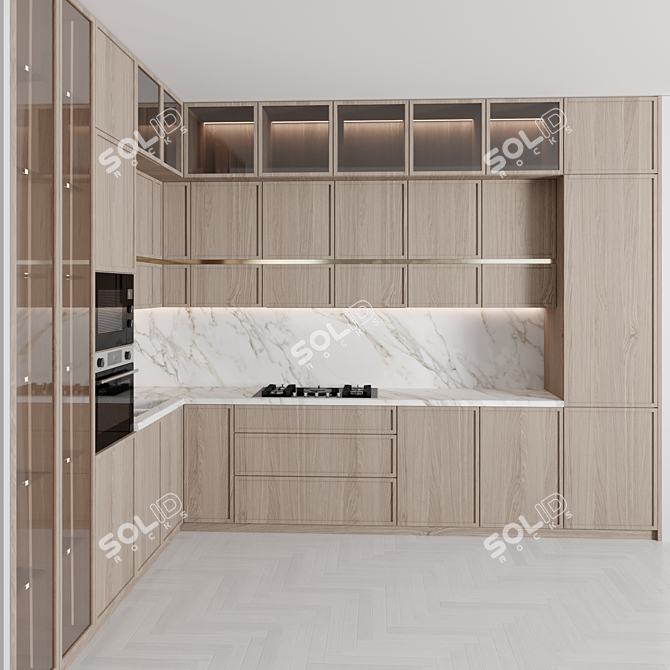  Modern Modular Kitchen Design 3D model image 4